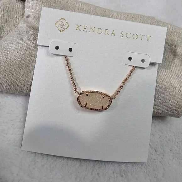 Kendra Scott Elisa Necklace Irisdescent Druzy in Rose Gold Metal - Picture 2 of 6